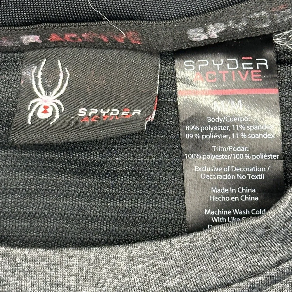 Spyder Active Men Medium ProWeb Grey Heather 4-Way Stretch L/S Activewear Shirt